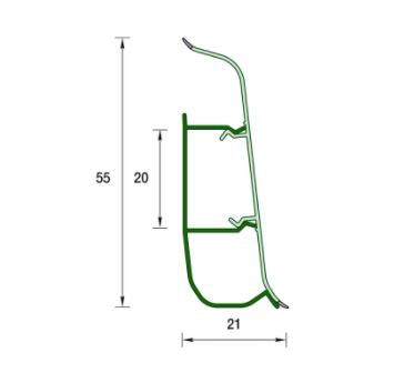Плинтус напольный пластиковый 55 x 22 мм типа идеал с кабель каналом