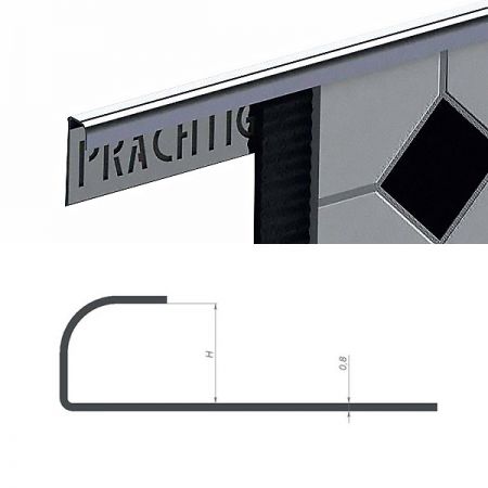 Профиль для плитки, наружный, полукруглый - 2.7 м, нержавеющая сталь сатин, Prachtig-KR