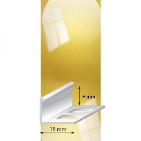 Профиль для плитки L-образный алюминиевый, Мир профиля SMR, 2,7м, Золото глянец браш